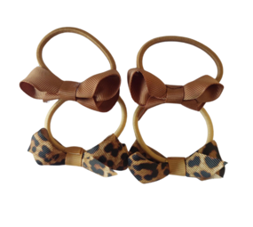 Your Little Miss Basic haarelastiekjes met strik - leopard love Your Little Miss Basic haarelastiekjes met strik - leopard love