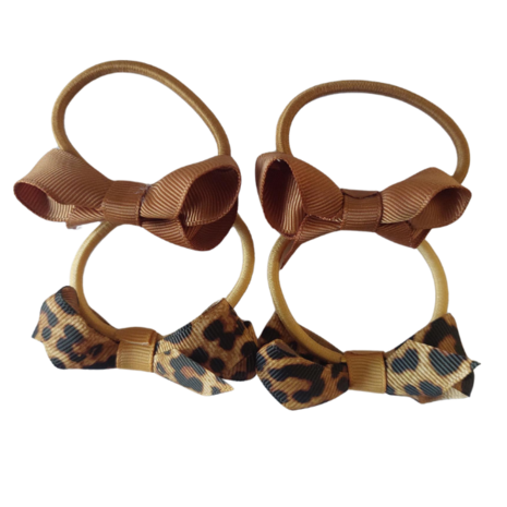 Your Little Miss Basic haarelastiekjes met strik - leopard love Your Little Miss Basic haarelastiekjes met strik - leopard love