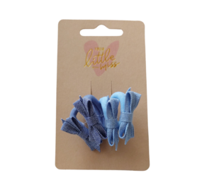 Your Little Miss Baby haarelastiekjes met strikje Liv  - denim