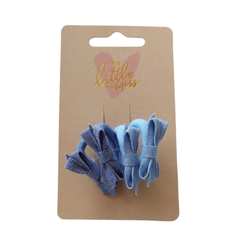 Your Little Miss Baby haarelastiekjes met strikje Liv  - denim