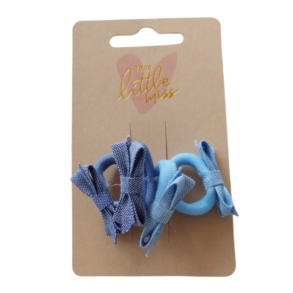 Your Little Miss Baby haarelastiekjes met strikje Liv  - denim