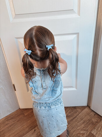 Your Little Miss Baby haarelastiekjes met strikje Liv  - denim