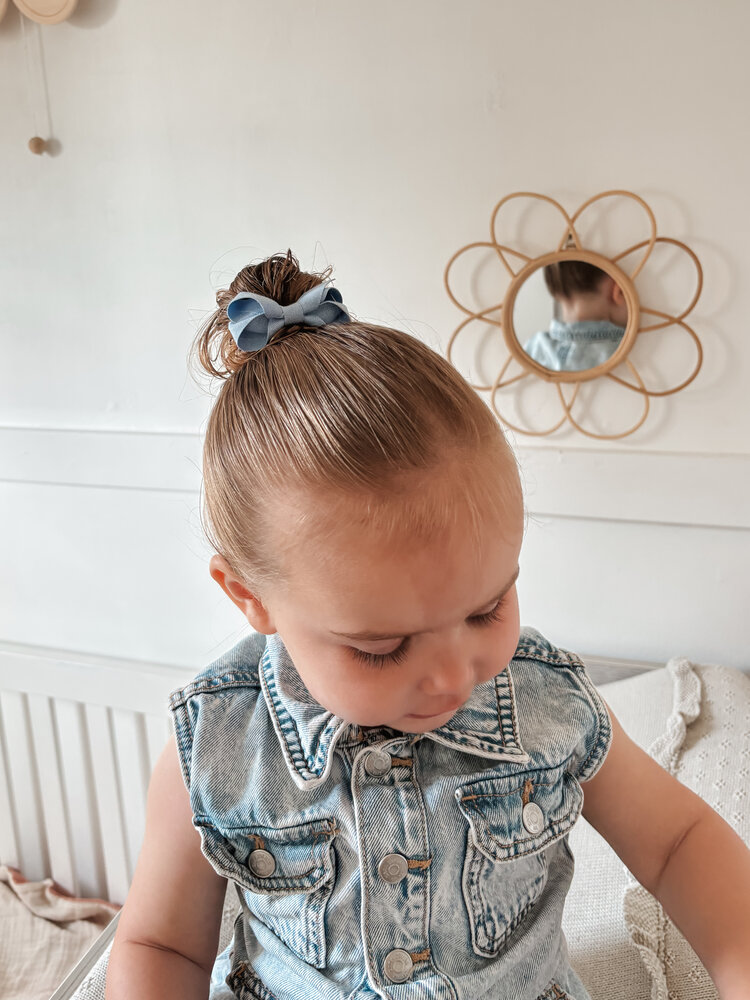 Your Little Miss Basic haarelastiekjes met strik Loïs - denim