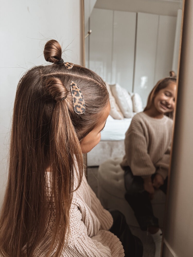 Your Little Miss Haarspeldjes met stof - leopard latte Your Little Miss Haarspeldjes met stof - leopard latte