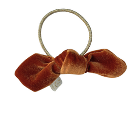 Your Little Miss Haarelastiekjes met ronde strik  - harvest gold velvet Your Little Miss Haarelastiekjes met ronde strik  - harvest gold velvet