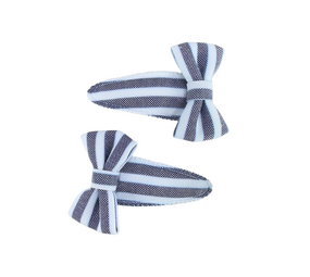 Your Little Miss Baby haarspeldjes met strik Romy - Azure stripe Your Little Miss Baby haarspeldjes met strik Romy - Azure stripe