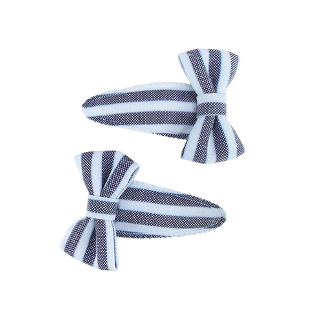 Your Little Miss Baby haarspeldjes met strik Romy - Azure stripe
