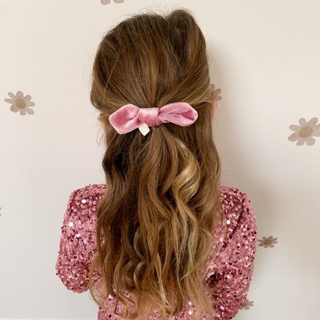 Your Little Miss Haarelastiekjes met ronde strik Gwen - blush velvet Your Little Miss Haarelastiekjes met ronde strik Gwen - blush velvet