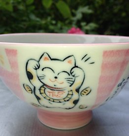 Japanese bowl cat love pink