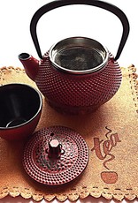 Cast iron teapot set red (one person)