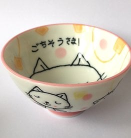 Tokyo Design Studio Japanese rice bowl fancy cat pink