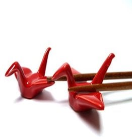 Red crane chopsticks holder