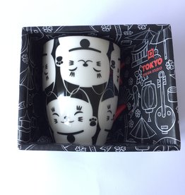 Tokyo Design Studio Kawaii Lucky Cat kopje in geschenkdoos (Zwart/wit)
