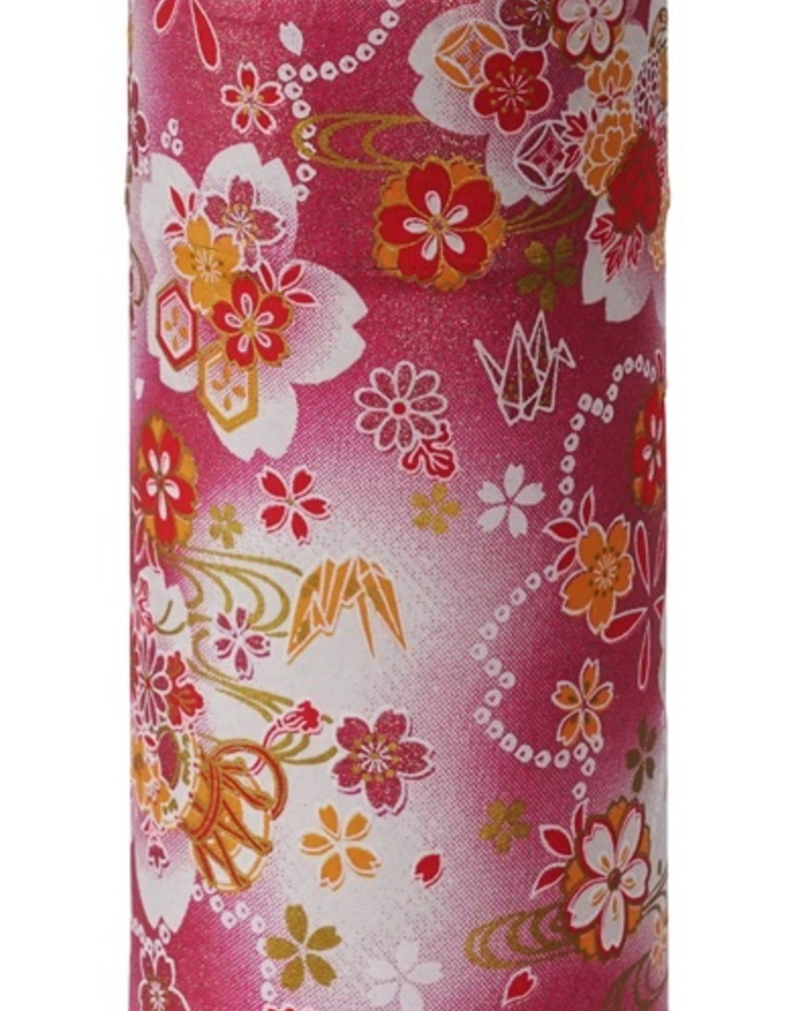 Japanese tea tin with pink washi paper and sakura