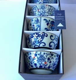 lachineuse - Set of 4 Japanese cat bowls ø 11 cm - Rice bowls, Breakfast & Soup - Japanese porcelain tableware - With chopsticks - Maneki Neko lucky charm - Kawaii Japan decorative gift