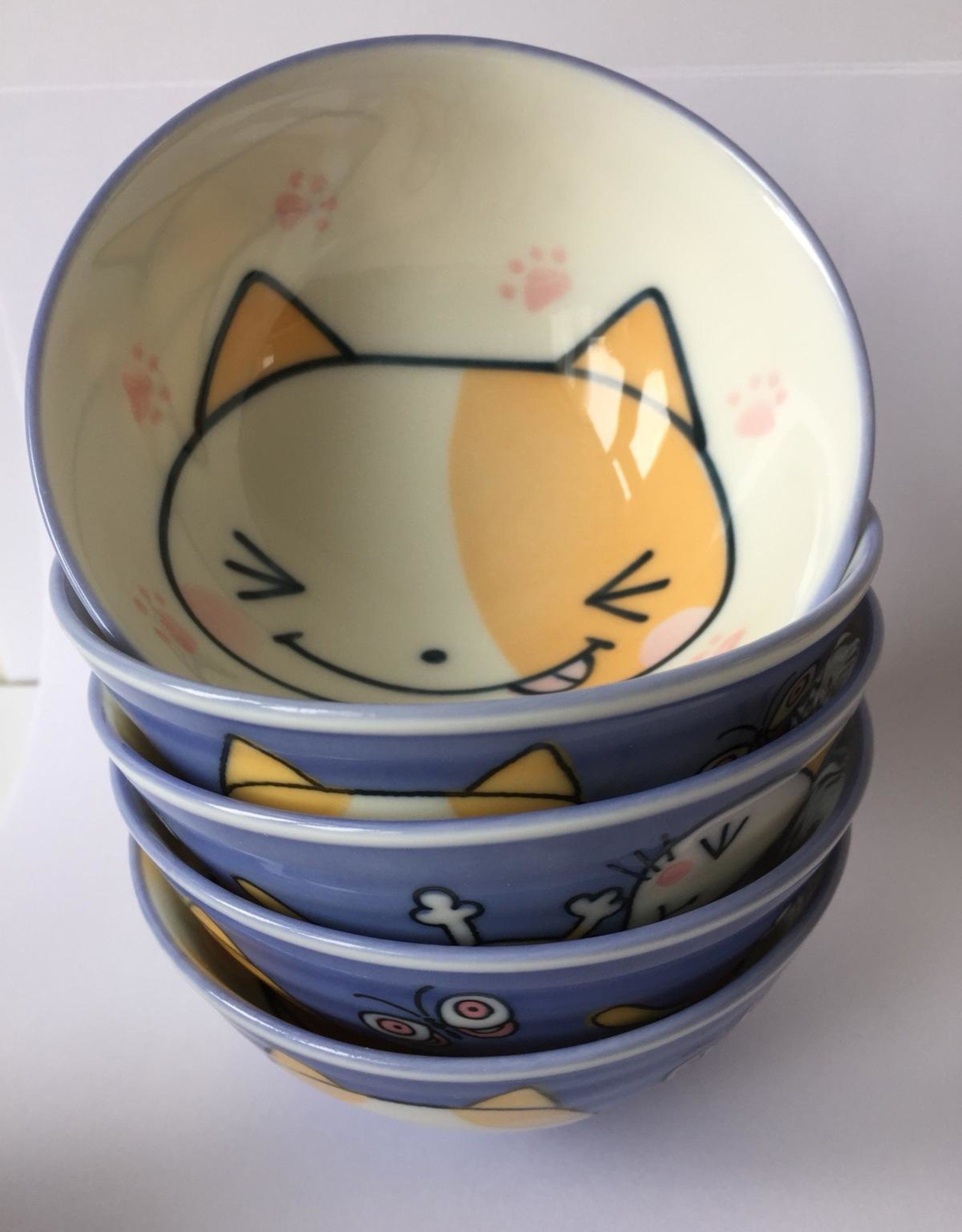 Rice Bowl Kawaii Cat Blue Japans Servies