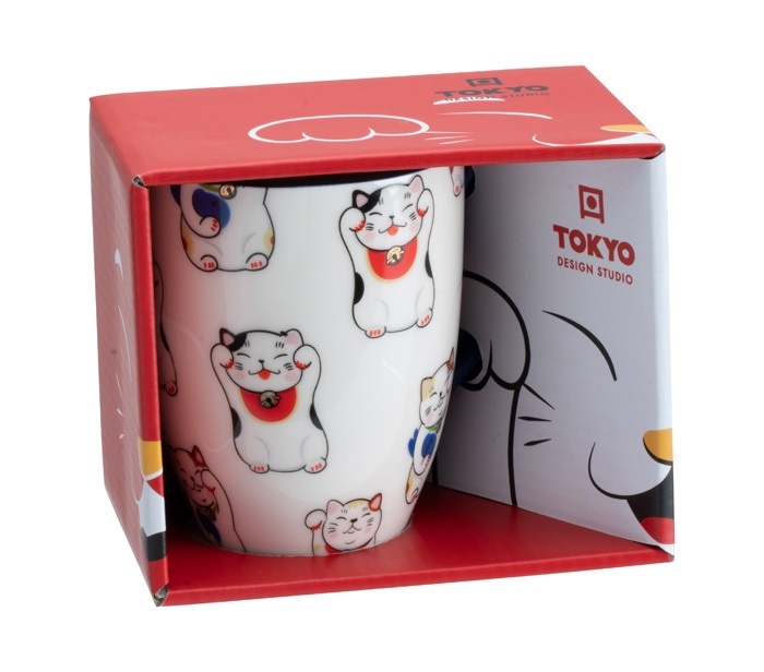 Kawaii Lucky Cat cup in gift box (White)