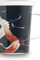 Black tea cup with crane in gift box