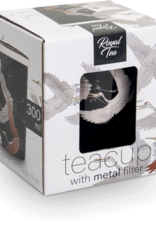 Black tea cup with crane in gift box