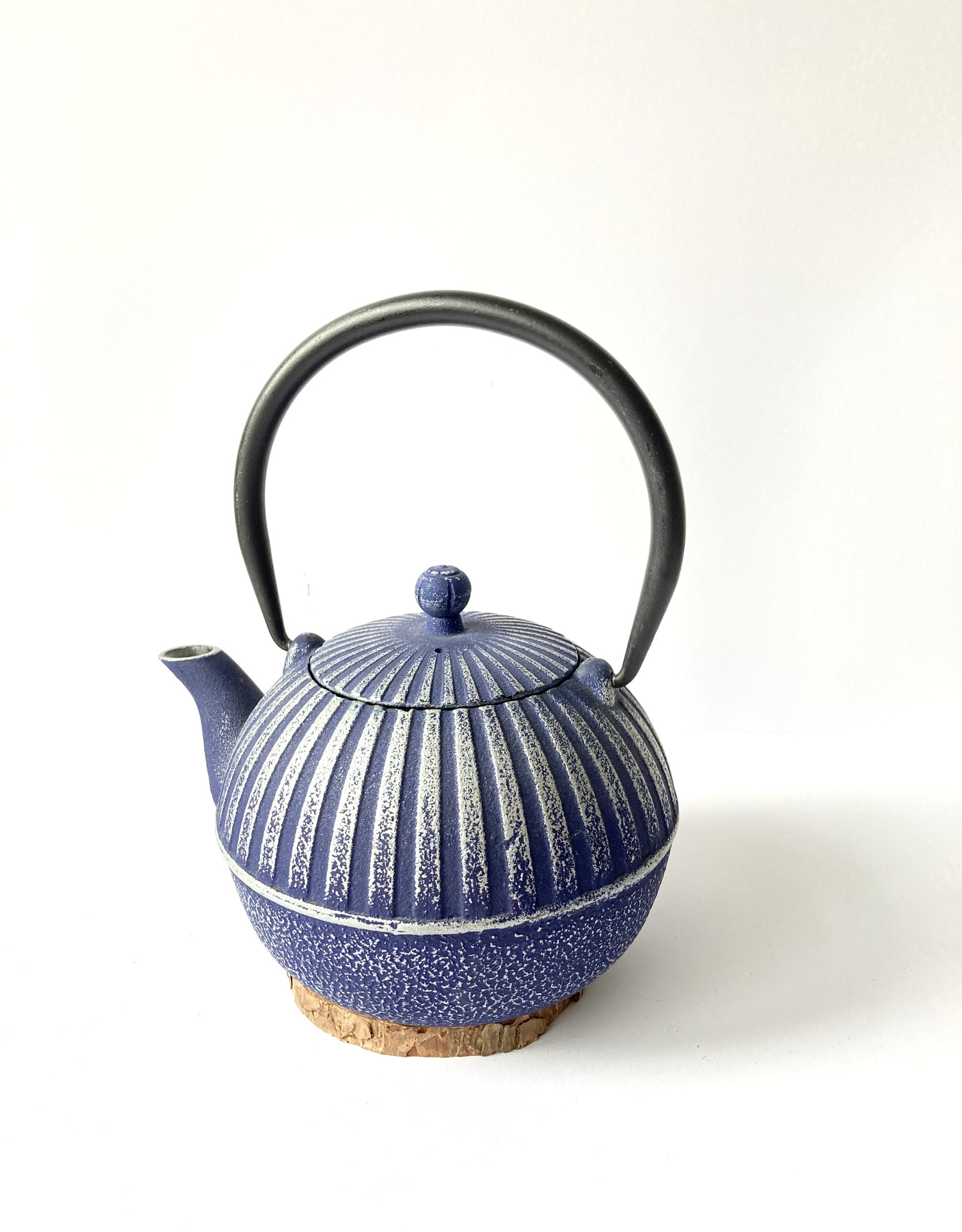 Light blue cast iron teapot