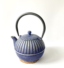 Light Blue Round Cast Iron Teapot