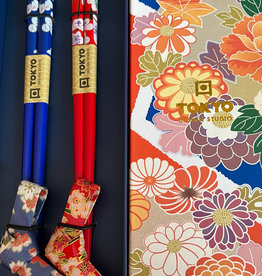 Tokyo Design Studio Japanese chopsticks chrysanthemums plus coasters (2 sets)