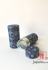 Tokyo Design Studio Japanese tea tin washi paper blue fans