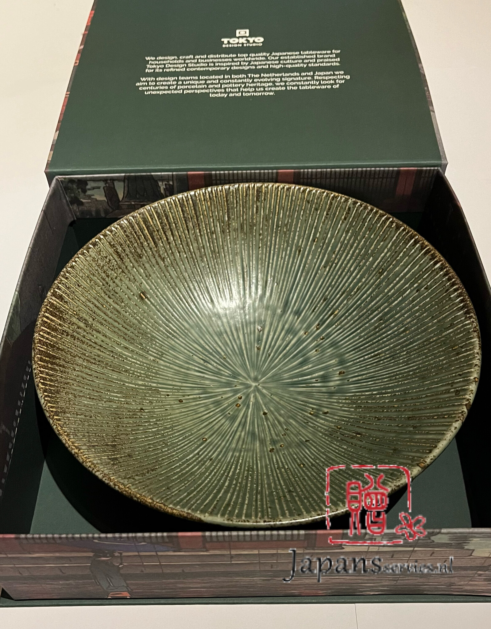 Tokyo Design Studio Groene grote ramen kom Wabi Uquisu giftset