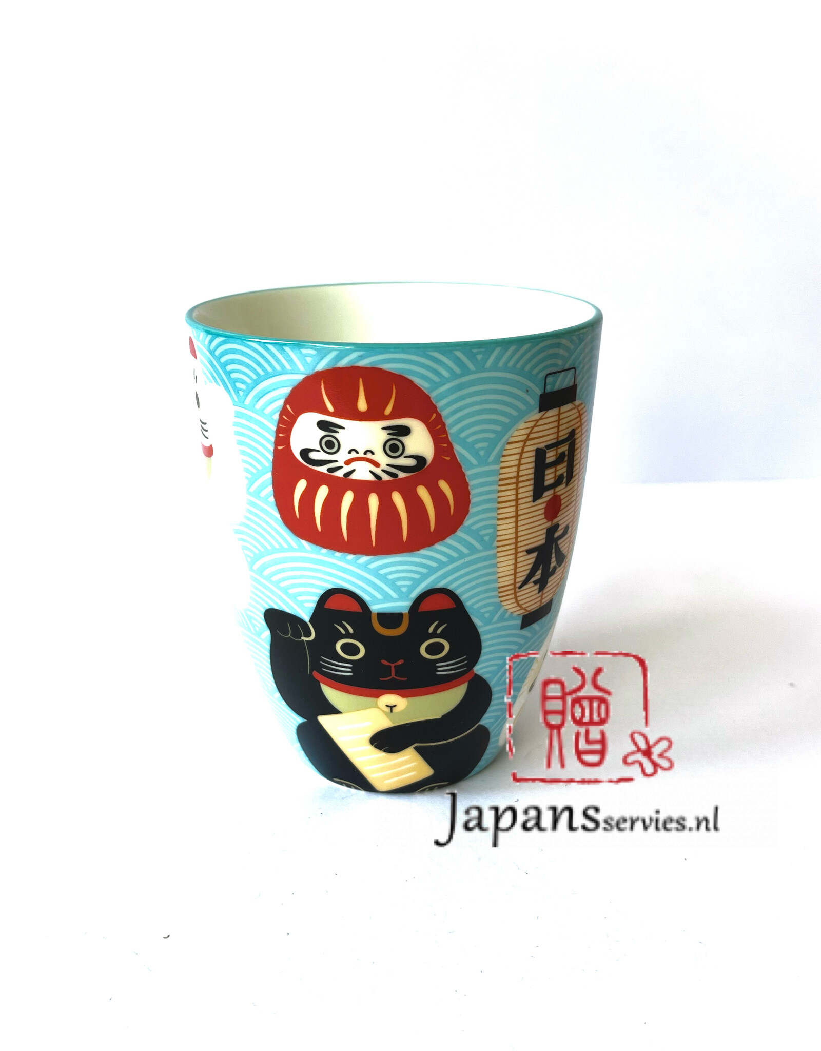 Japanse licht blauwe mok  Lucky Cat