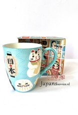 Japanse licht blauwe mok  Lucky Cat