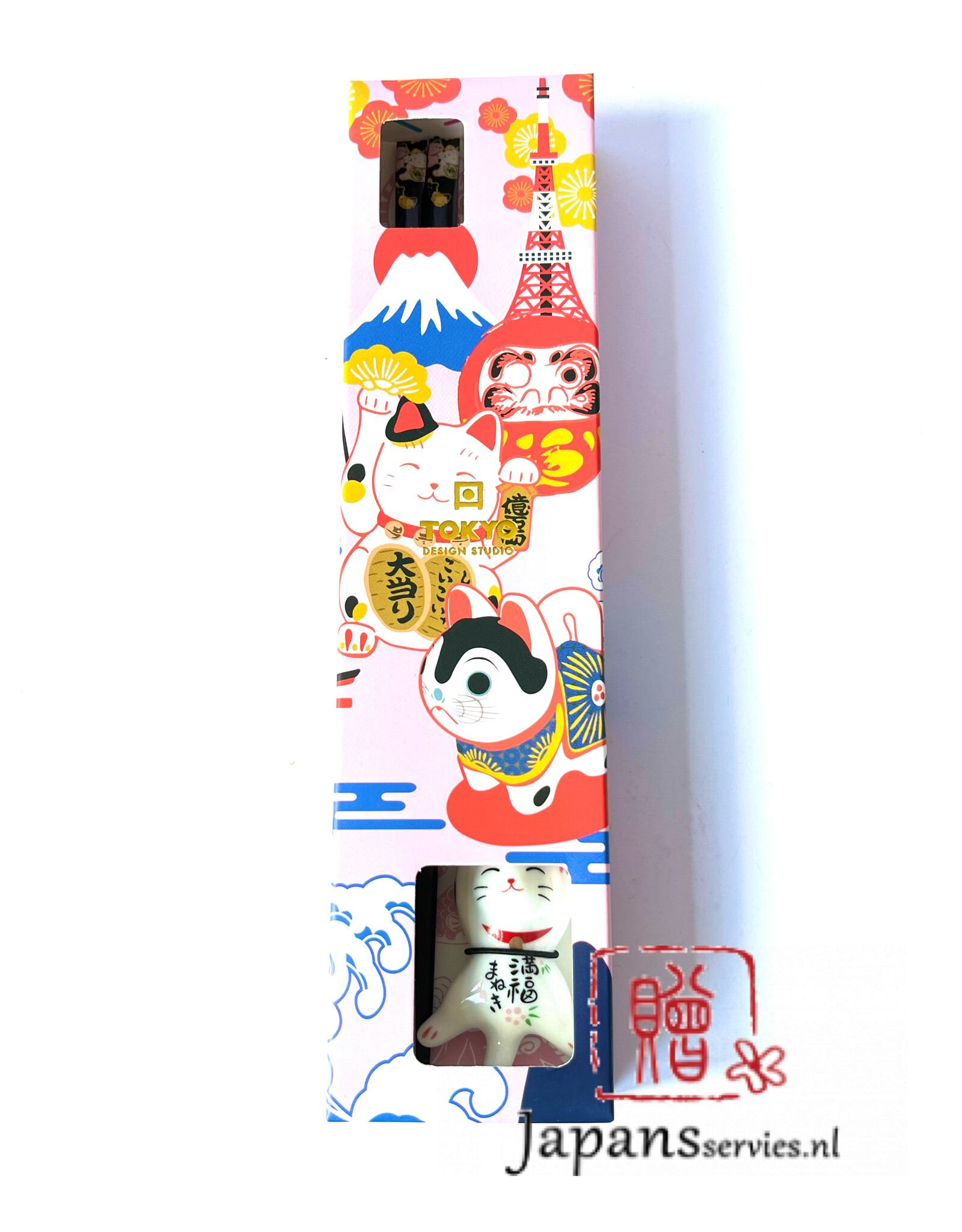 Tokyo Design Studio Chopsticks giftset Lucky  Cat  met katje