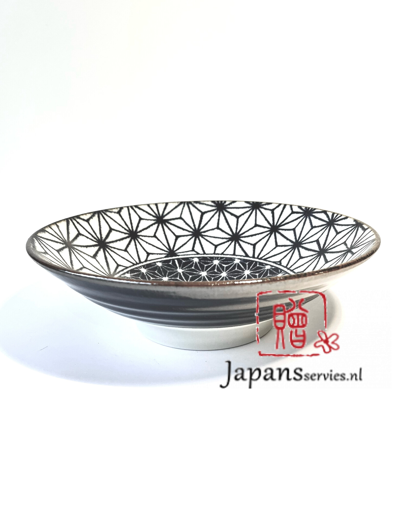 Tokyo Design Studio Grote ronde blauw schaal met sterretjes (Asanoha)