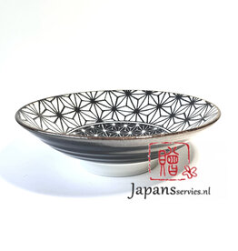 Tokyo Design Studio Grote ronde blauw schaal met sterretjes (Asanoha)