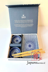 Tokyo Design Studio Japanse sushi set Kotobuki (blauw wit gestreept)