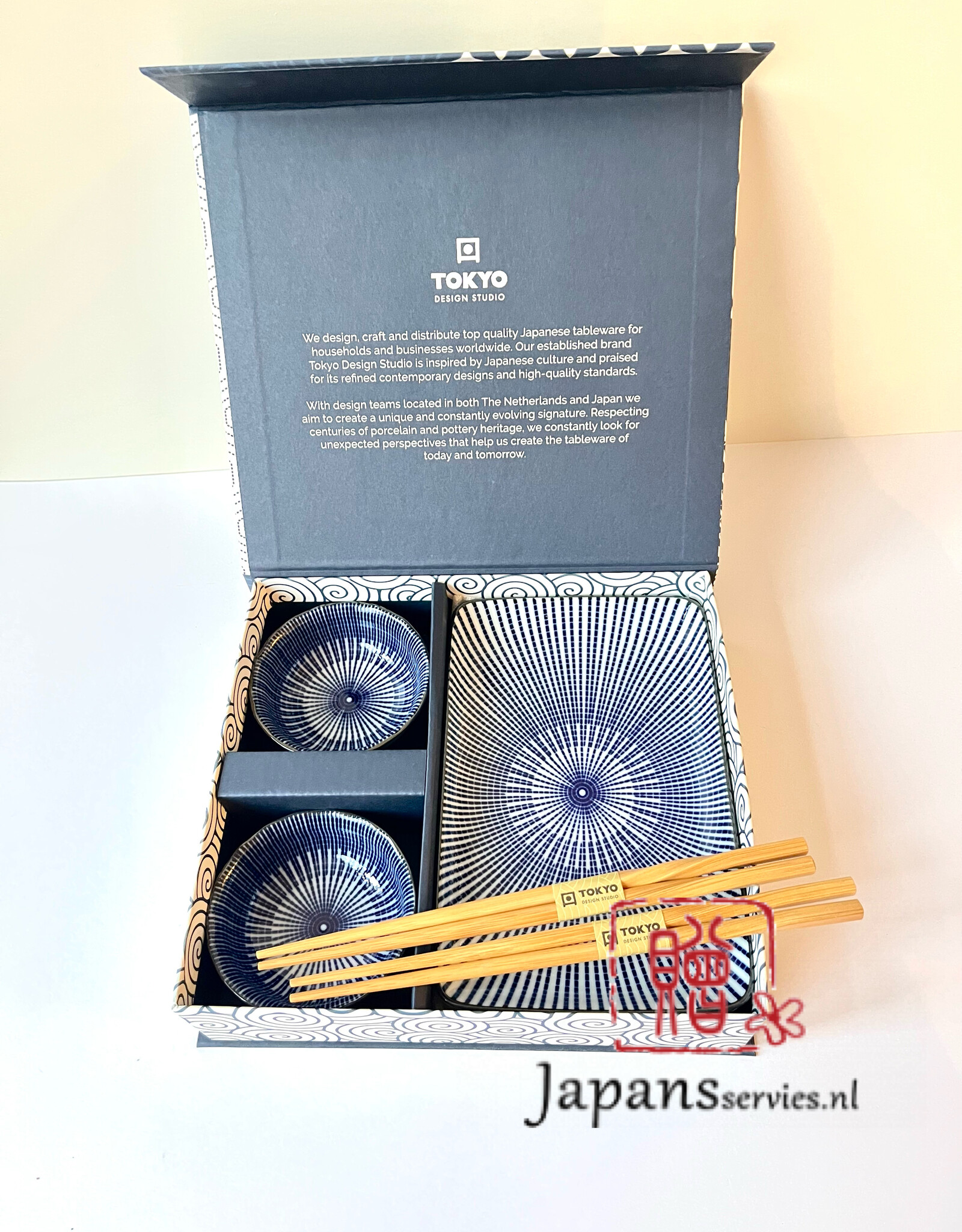 Tokyo Design Studio Japanese sushi set Kotobuki (blue and white striped)