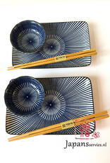Tokyo Design Studio Japanse sushi set Kotobuki (blauw wit gestreept)