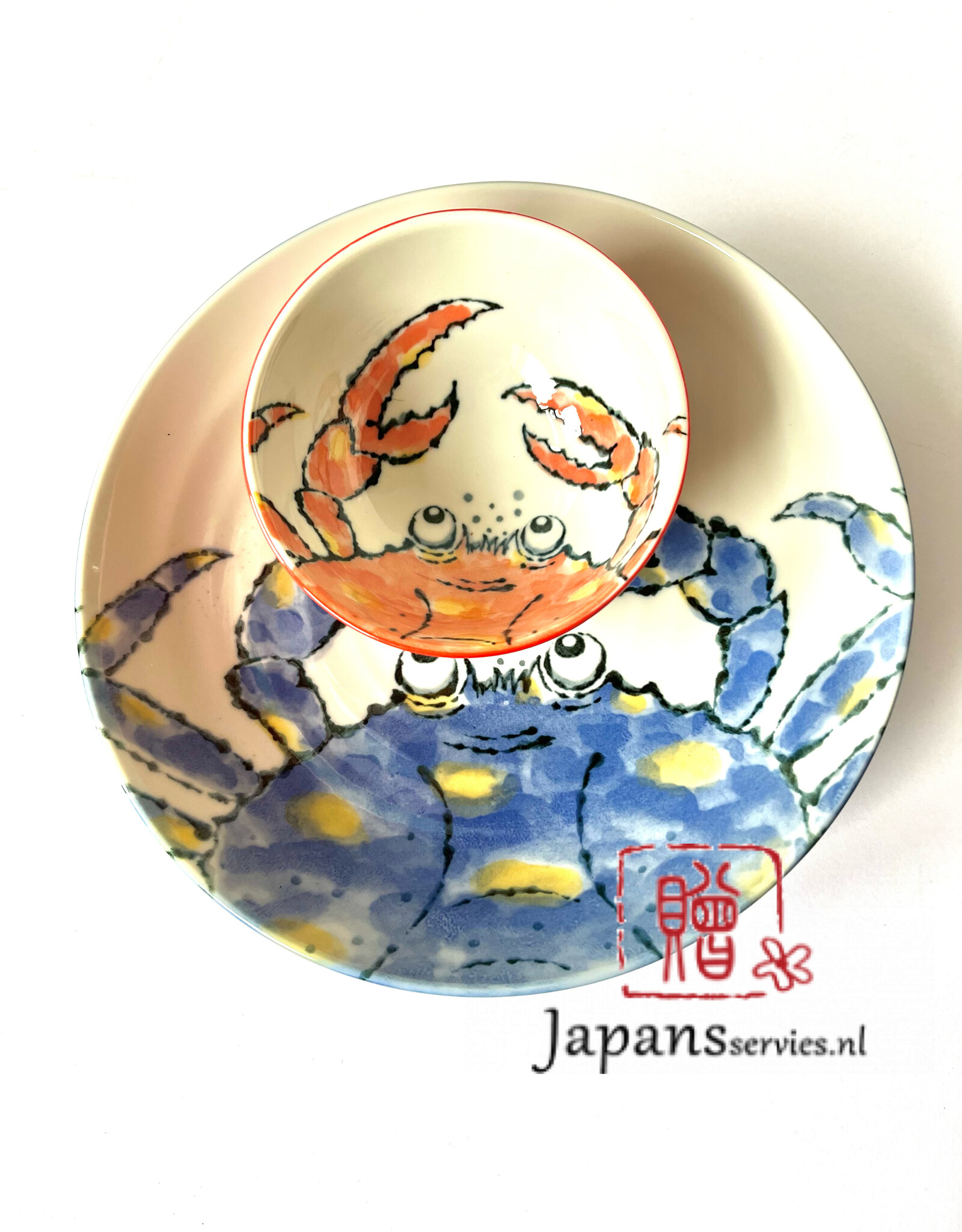 Tokyo Design Studio Deep blue plate with blue crab (900 ml)