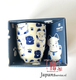 Japanse mok met blauwe Lucky cat
