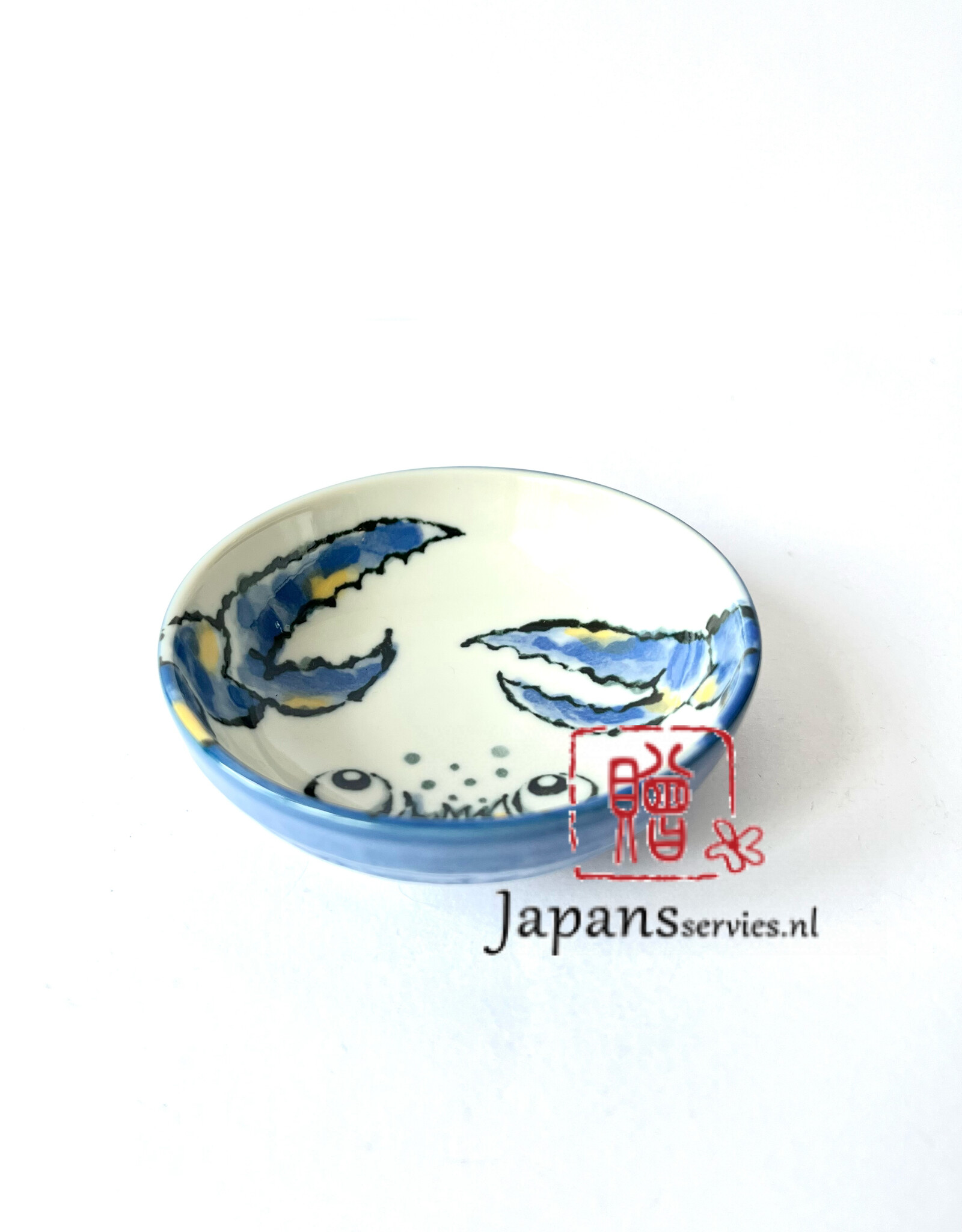 Tokyo Design Studio Blue soy sauce dish with crab