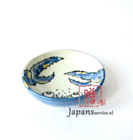 Tokyo Design Studio Blue soy sauce dish with crab