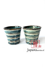 Tokyo Design Studio Tea or coffee cup green beige stripe