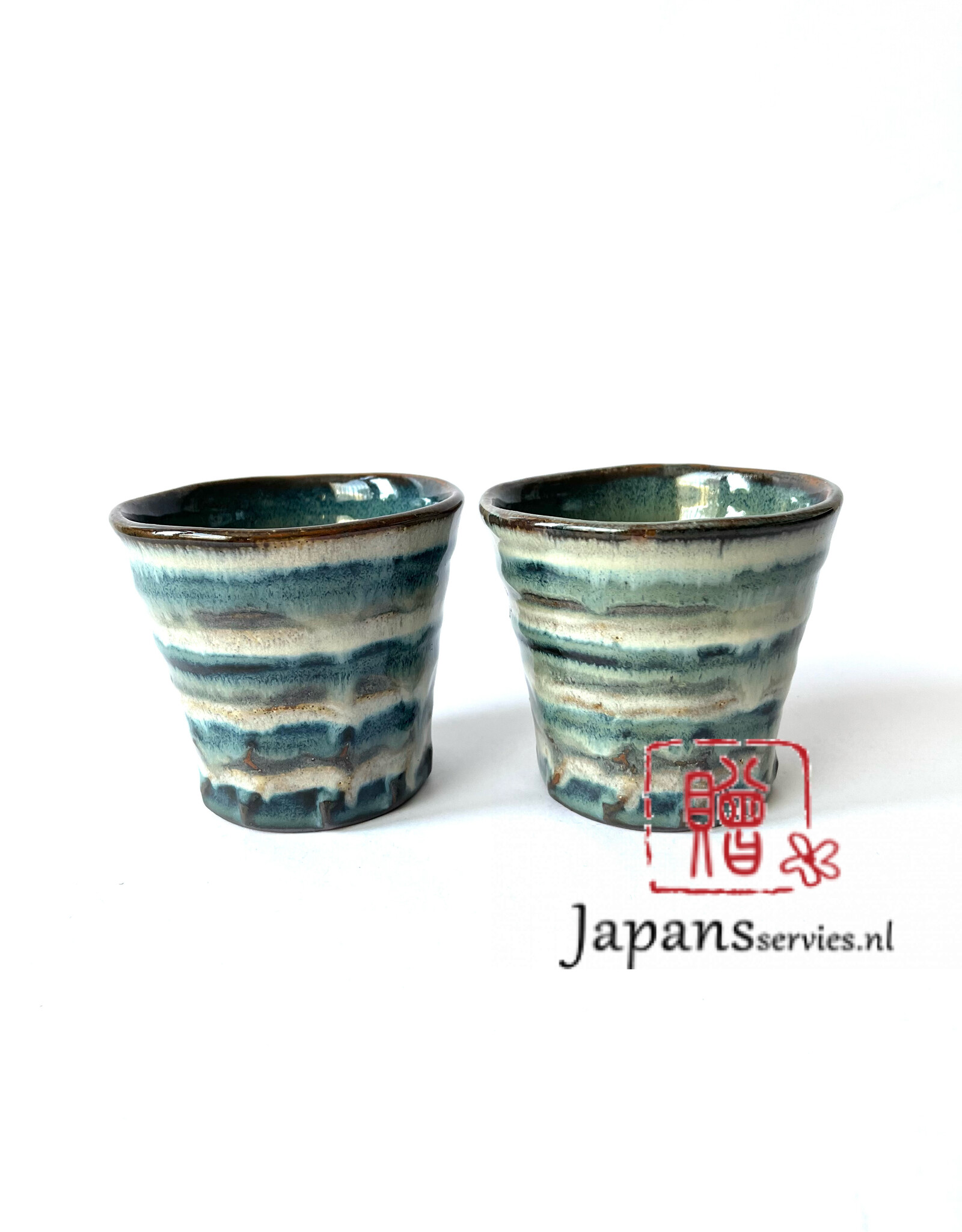 Tokyo Design Studio Tea or coffee cup green beige stripe