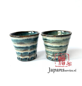 Tokyo Design Studio Tea or coffee cup green beige striped