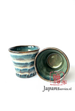 Tokyo Design Studio Thee of koffie  beker groen beige gestreep