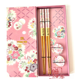Tokyo Design Studio Sakura eetstokjes cadeauset met onderzetter