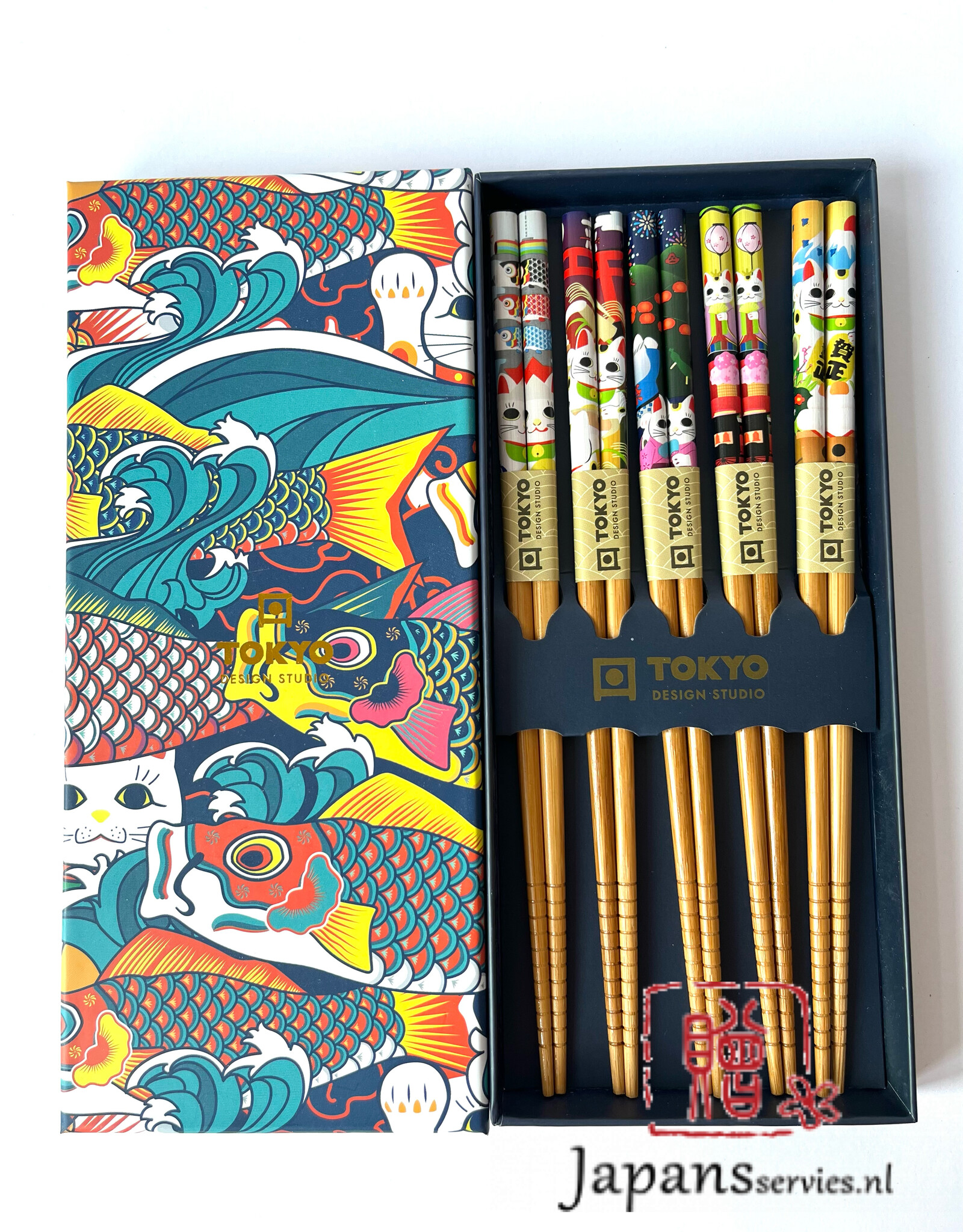 Tokyo Design Studio Chopsticks Lucky Cats en Koinobori