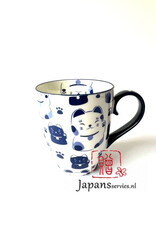 Tokyo Design Studio Japanse mok met blauwe en witte Lucky cats