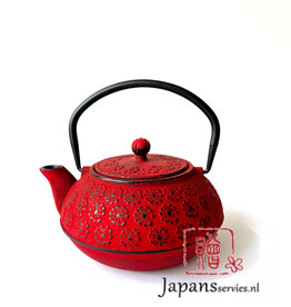 Tokyo Design Studio Red cast iron teapot with sakura