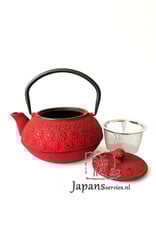 Tokyo Design Studio Red cast iron teapot with sakura