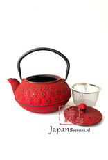 Tokyo Design Studio Rode gietijzeren theepot met sakura